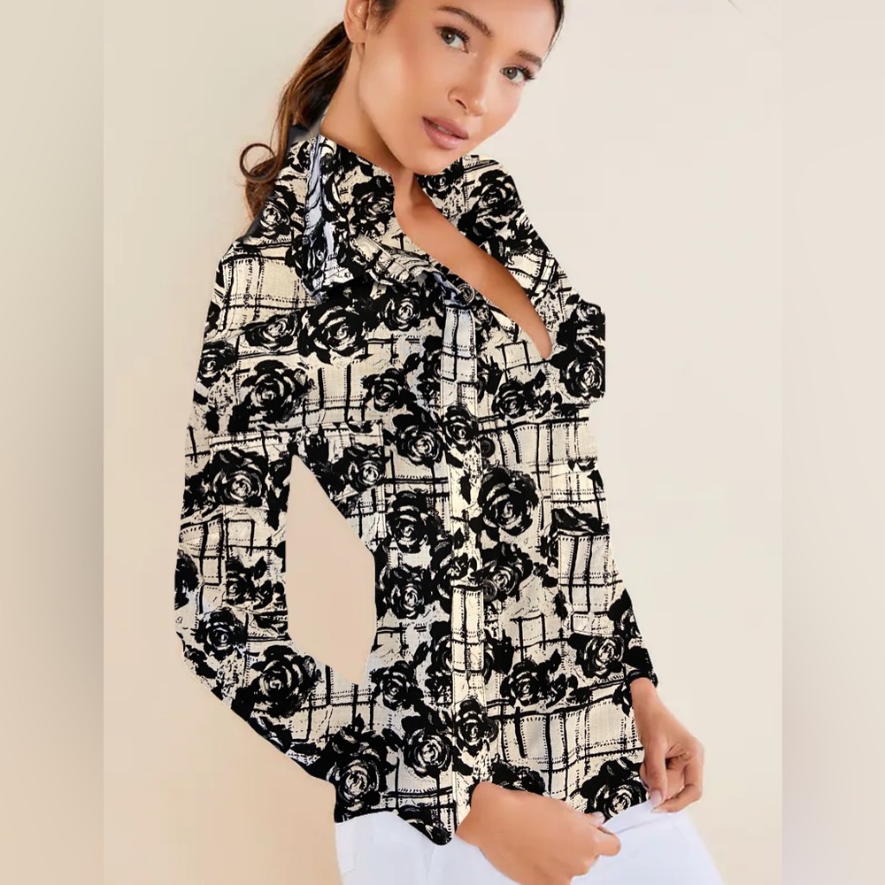 Plaid button-down Sheer Shirt